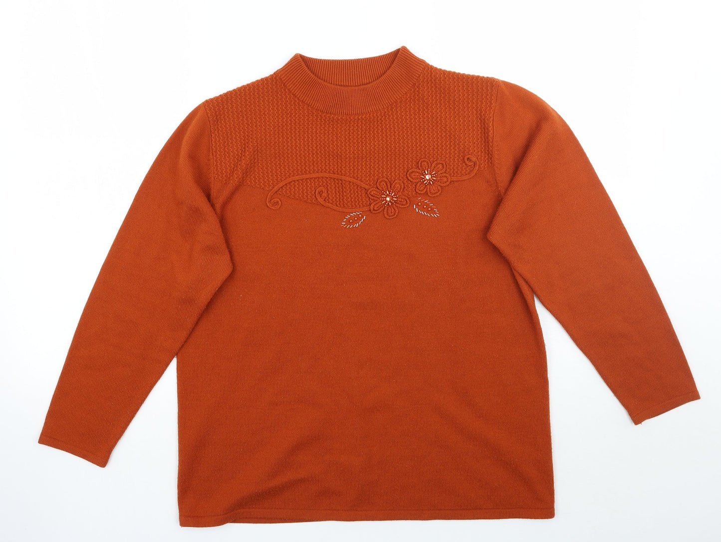 Alexandra Womens Orange Floral  Pullover Jumper Size L