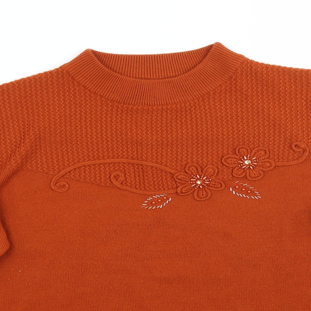 Alexandra Womens Orange Floral  Pullover Jumper Size L
