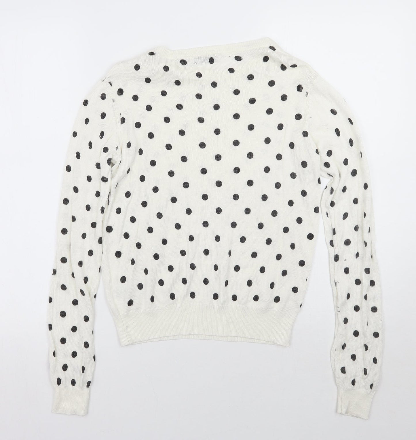 Brave Soul Womens White Polka Dot  Pullover Jumper Size M