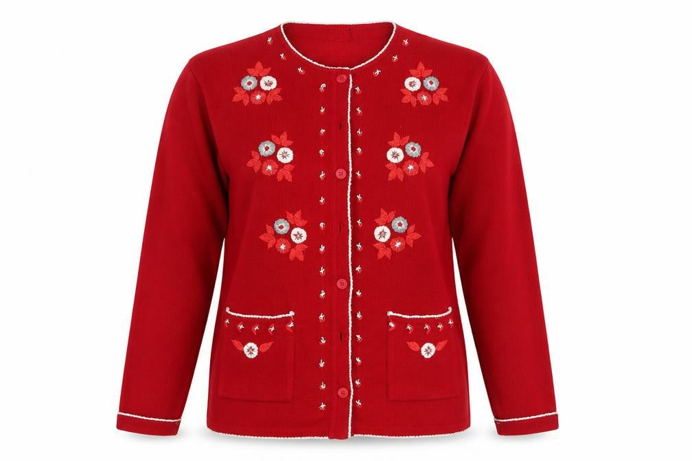 Cozzi Womens Red   Cardigan Jumper One Size