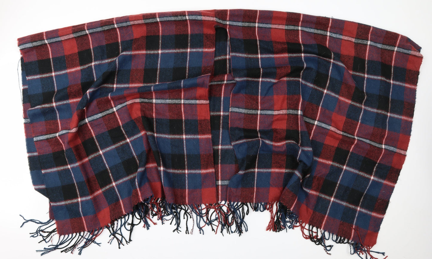 Preworn Womens Red Plaid  Cape Jumper One Size