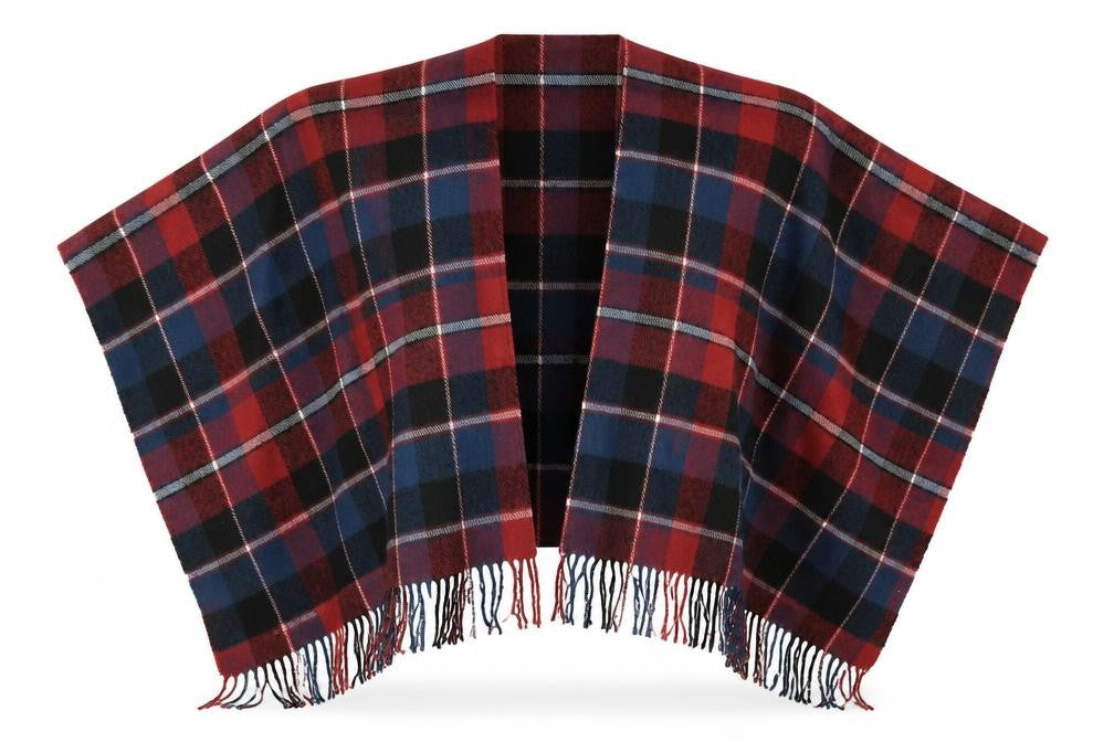 Preworn Womens Red Plaid  Cape Jumper One Size