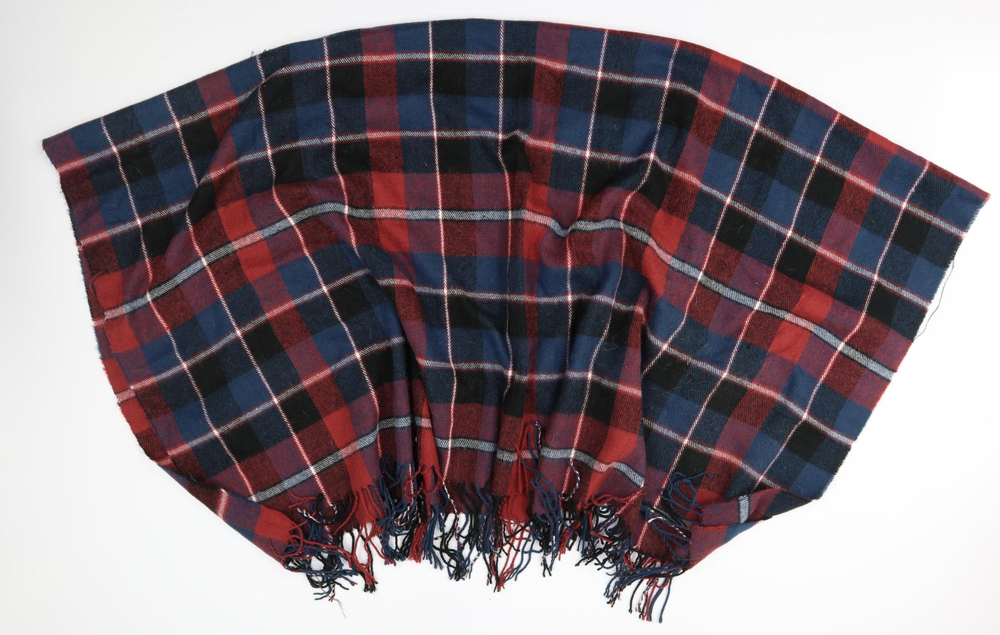 Preworn Womens Red Plaid  Cape Jumper One Size