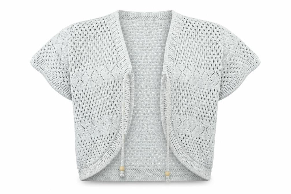 Front view of CHIC women’s grey shrug jumper, size M