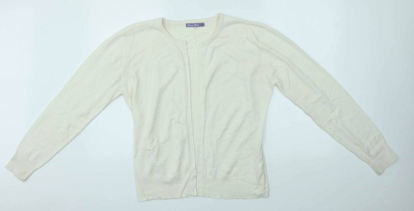 Pure and Natural Womens Ivory   Cardigan Jumper Size 14