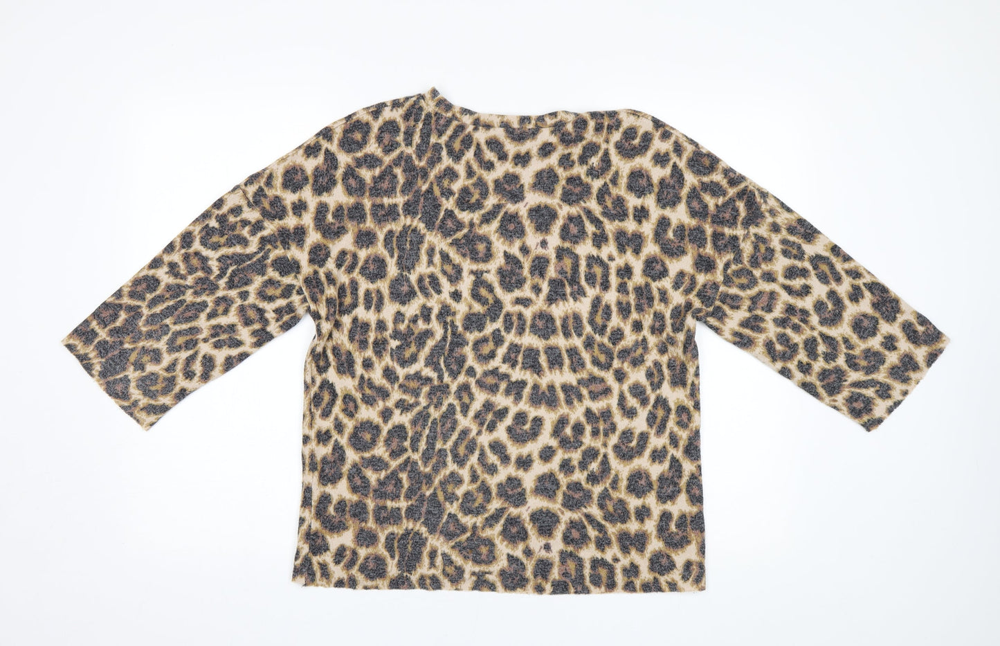 Zara Womens Beige Animal Print  Basic Blouse Size S
