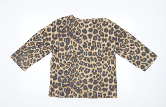 Zara Womens Beige Animal Print  Basic Blouse Size S