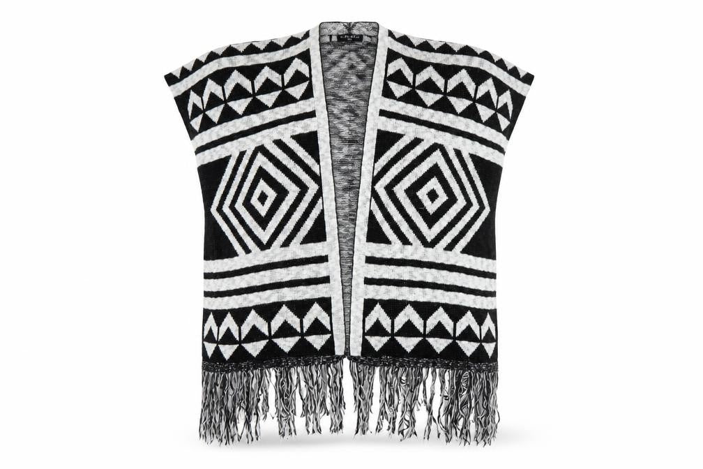 Select Womens Black Geometric  Cardigan Jumper Size M