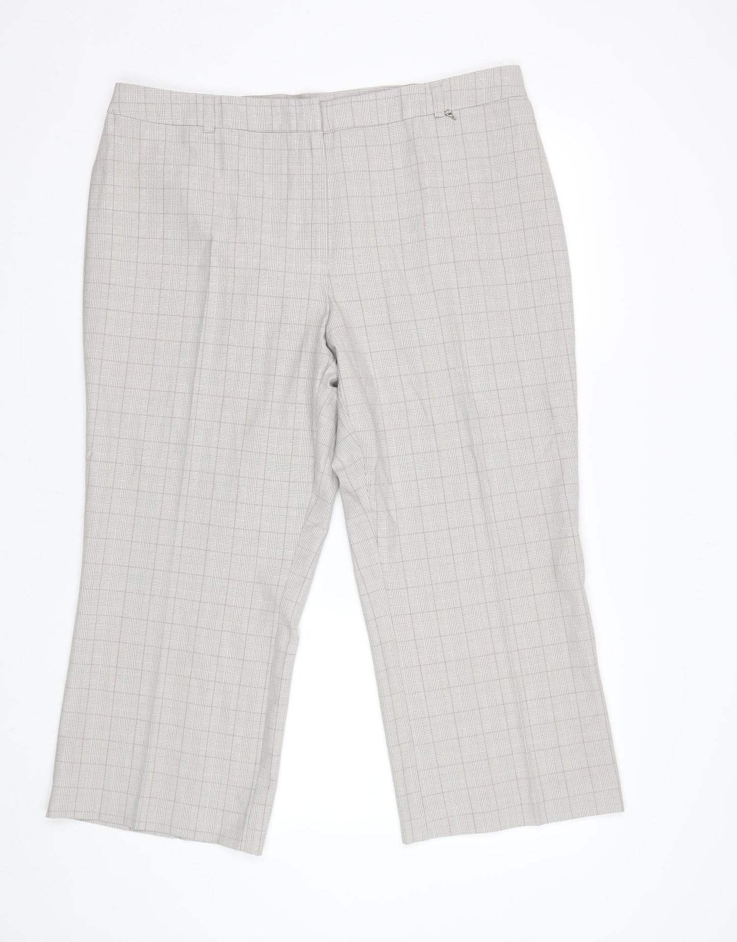 Agenda Womens Grey Check  Cropped Trousers Size 20 L23 in