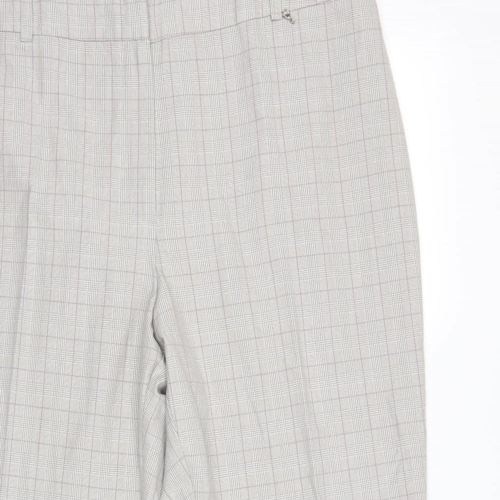 Agenda Womens Grey Check  Cropped Trousers Size 20 L23 in