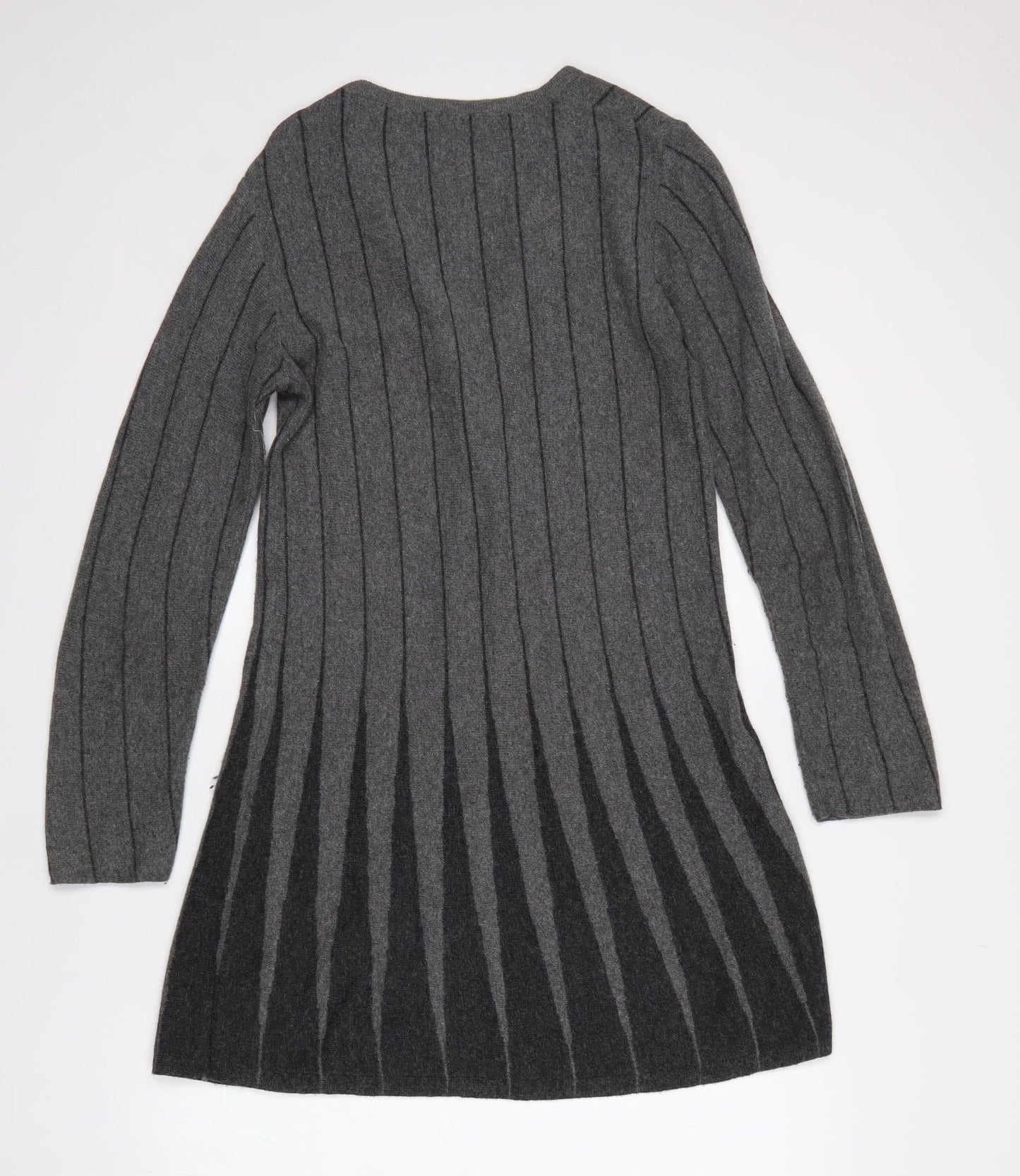 M&S Womens Grey Striped  Cardigan Jumper Size 10