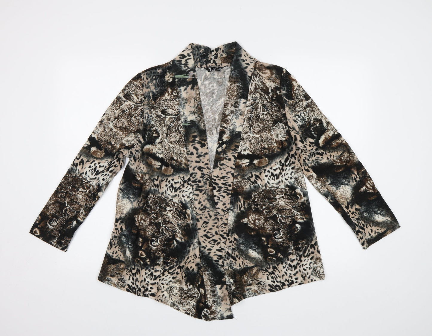 Tigi Womens Brown Animal Print  Cardigan Jumper Size 12