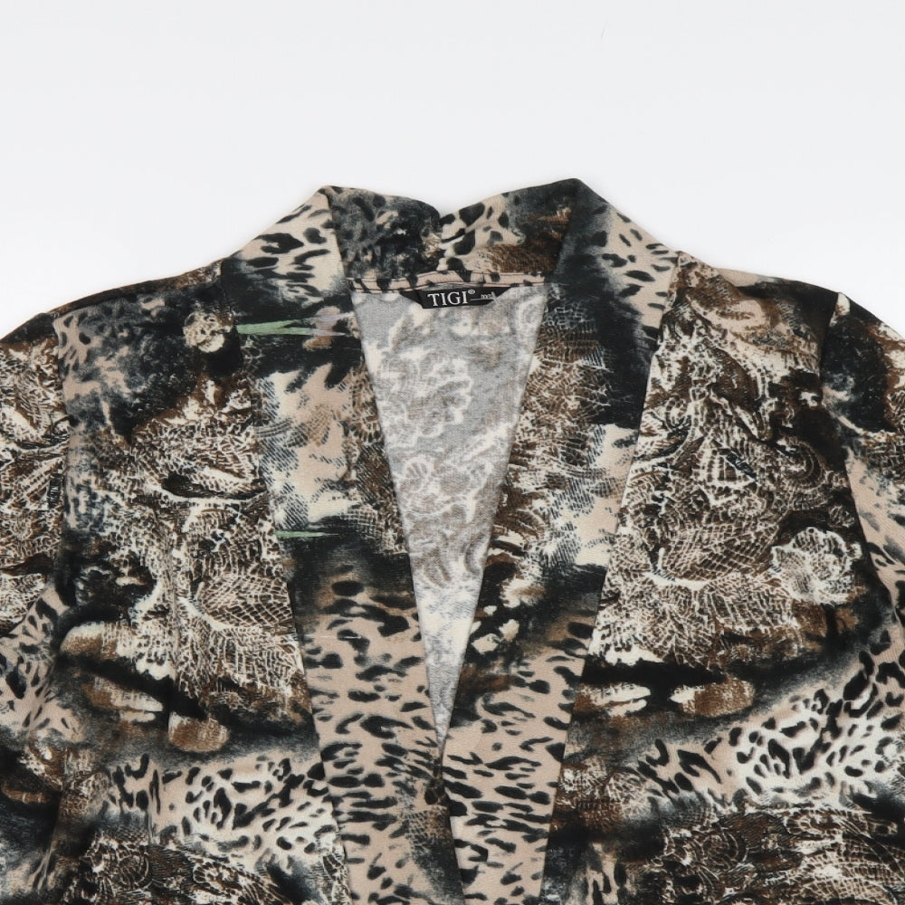 Tigi Womens Brown Animal Print  Cardigan Jumper Size 12
