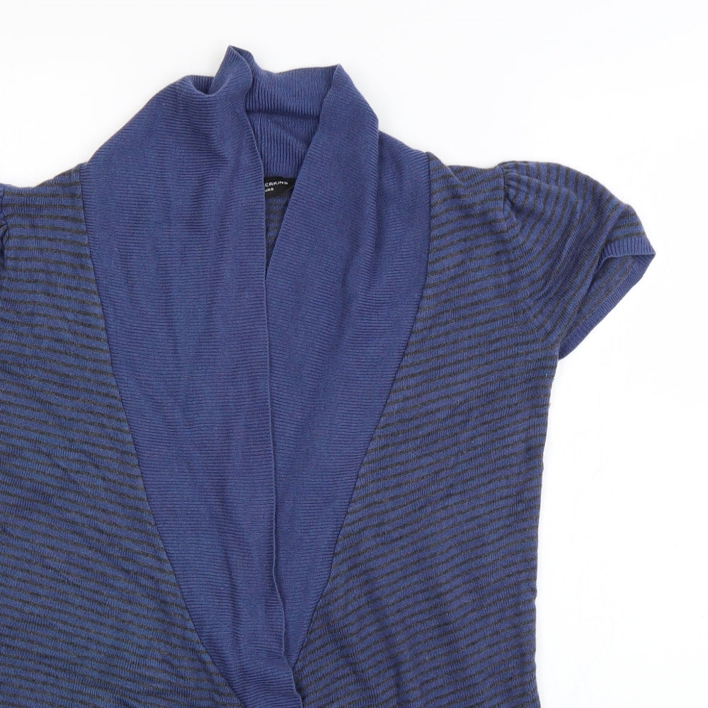 Dorothy Perkins Womens Purple Striped  Cardigan Jumper Size 10
