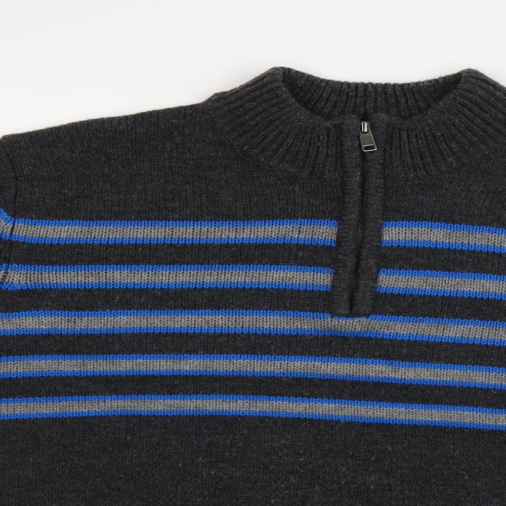 Studio Mens Grey Striped  Pullover Jumper Size M