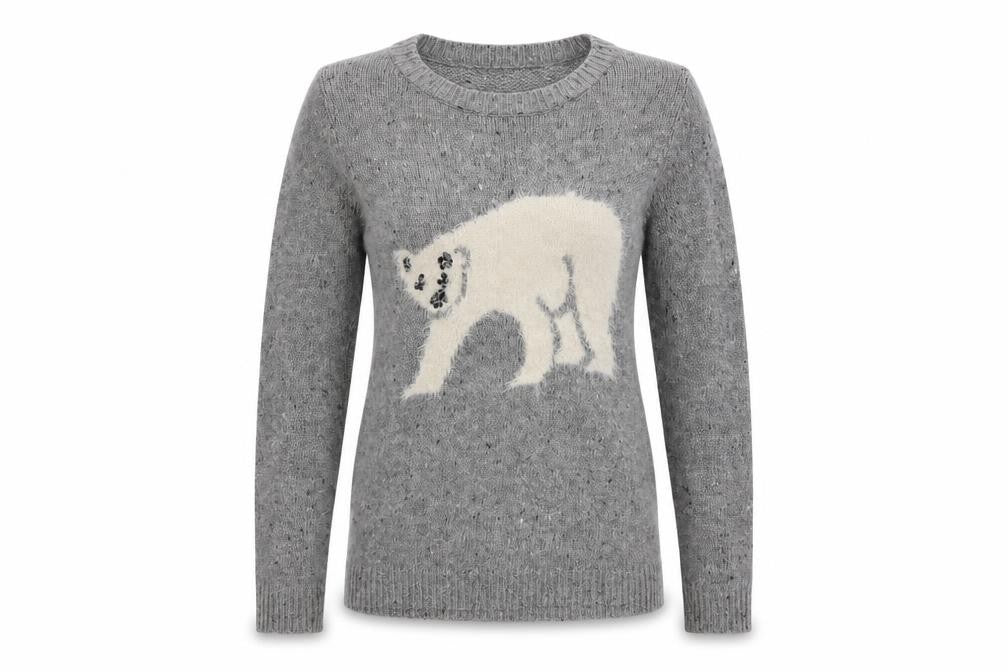 NEXT Womens Grey   Henley Jumper Size 8  - Polar Bear