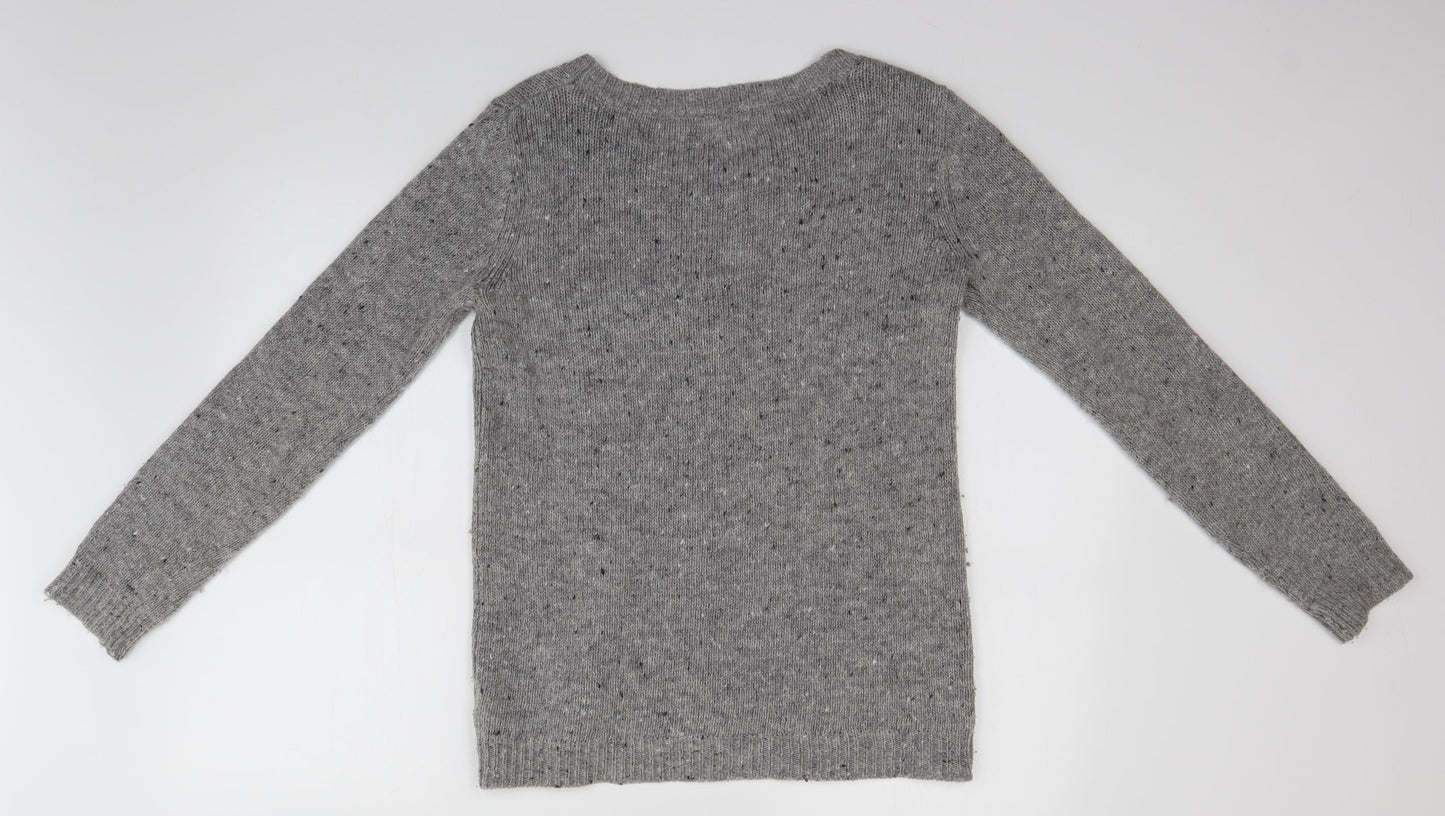 NEXT Womens Grey   Henley Jumper Size 8  - Polar Bear
