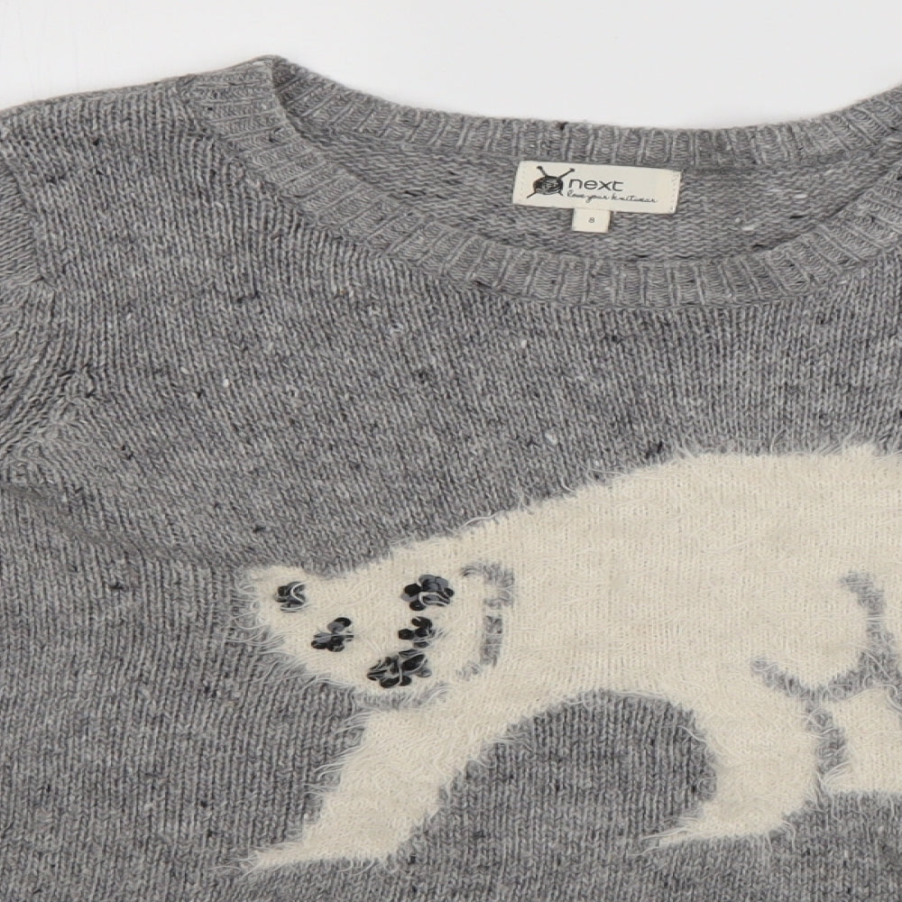 NEXT Womens Grey   Henley Jumper Size 8  - Polar Bear