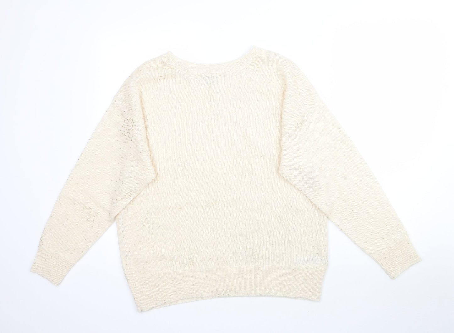Monsoon Womens Ivory Polka Dot Knit Pullover Jumper Size M