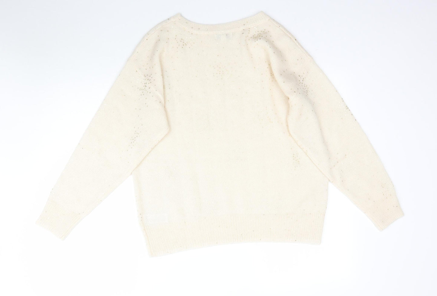 Monsoon Womens Ivory Polka Dot Knit Pullover Jumper Size M