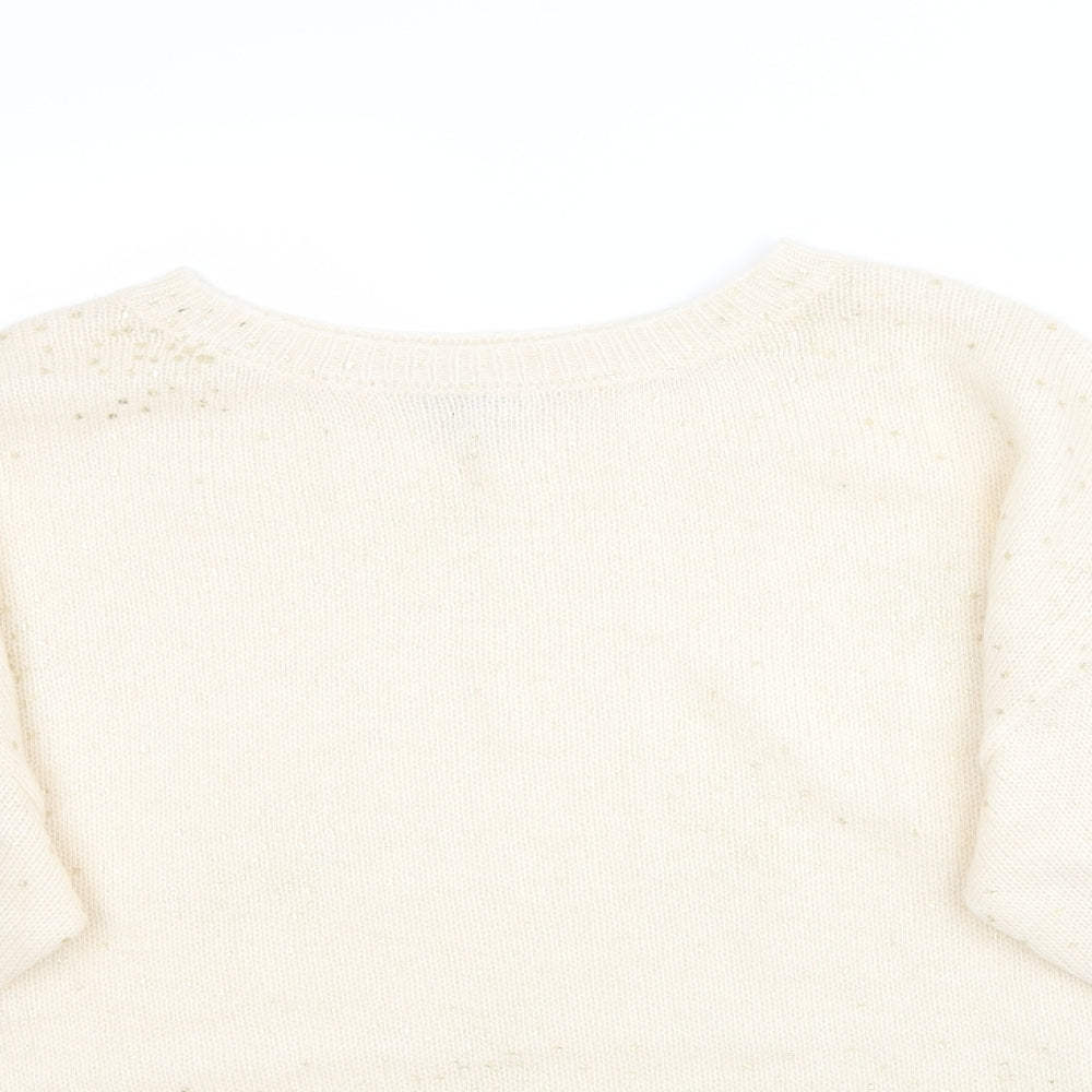 Monsoon Womens Ivory Polka Dot Knit Pullover Jumper Size M