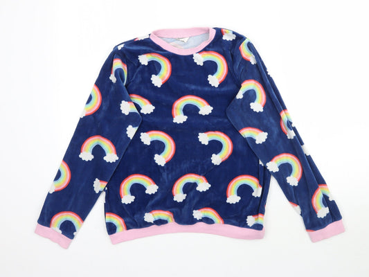 M&Co Girls Multicoloured Solid  Top Pyjama Top Size 11-12 Years  - Rainbows
