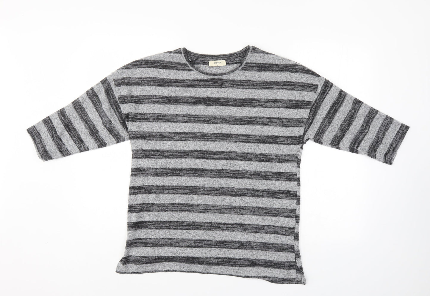 Papaya Womens Grey Striped  Pullover Jumper Size M
