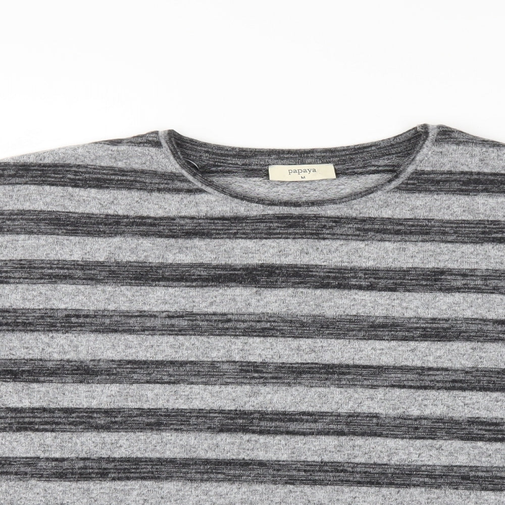 Papaya Womens Grey Striped  Pullover Jumper Size M