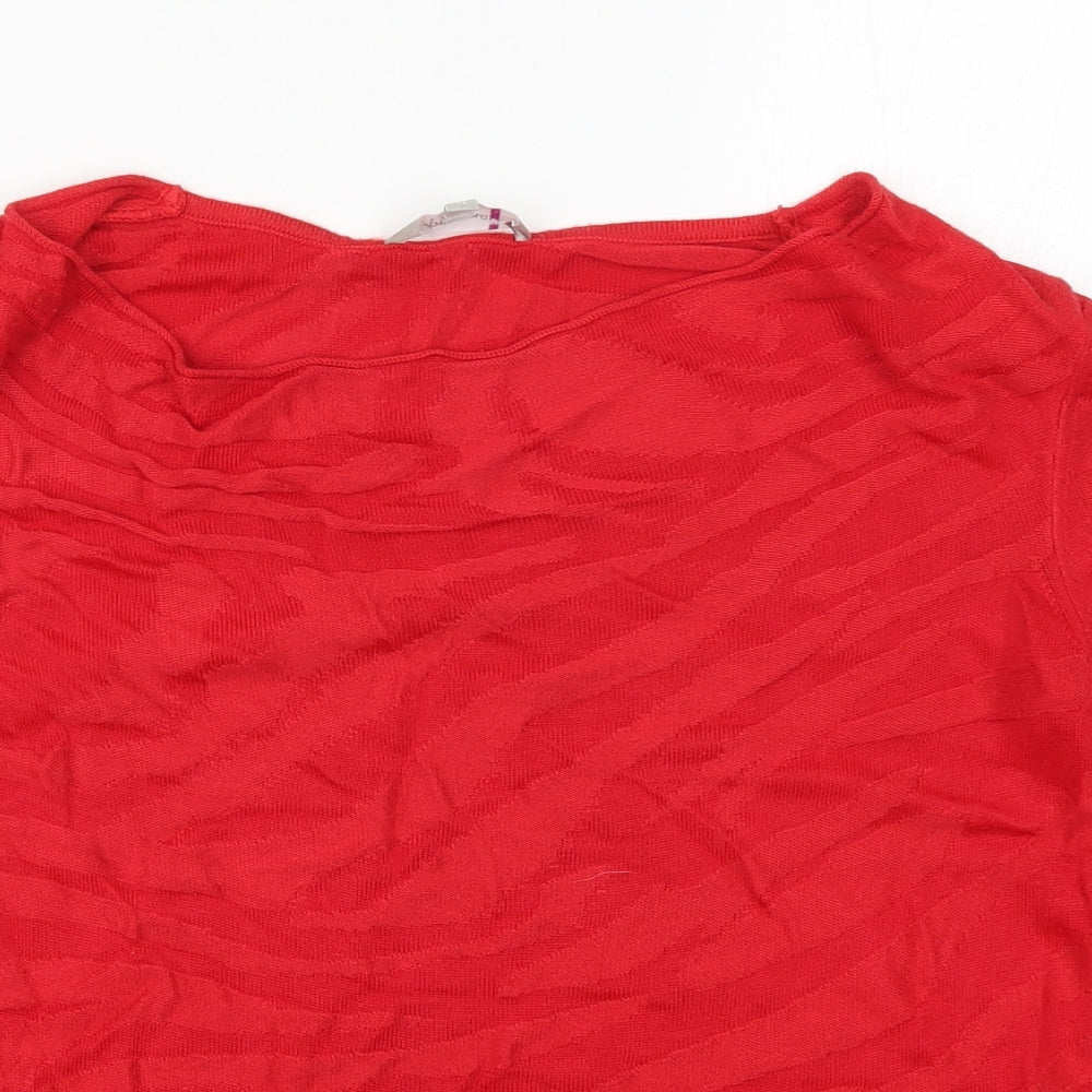 Per Una Womens Red Animal Print Knit Pullover Jumper Size 10