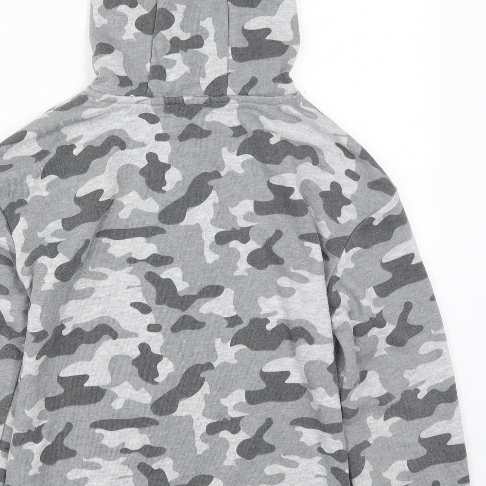 Primark Girls Grey Camouflage  Pullover Hoodie Size 11-12 Years  - Not my Problem Don't Care