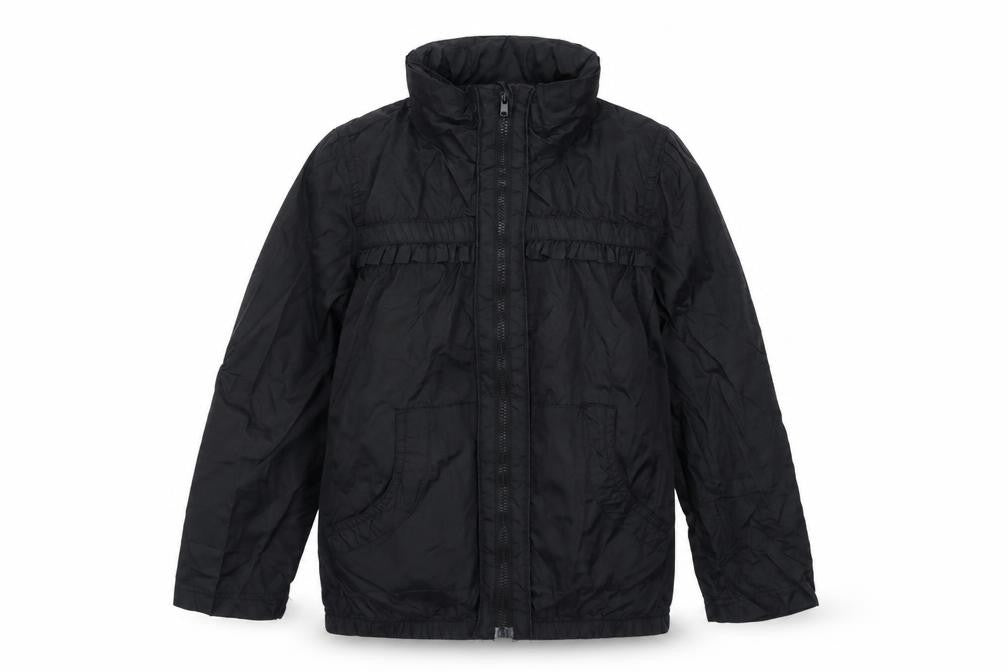 Front view of Miss Olypmus girls’ black basic coat coat, size 7-8, years