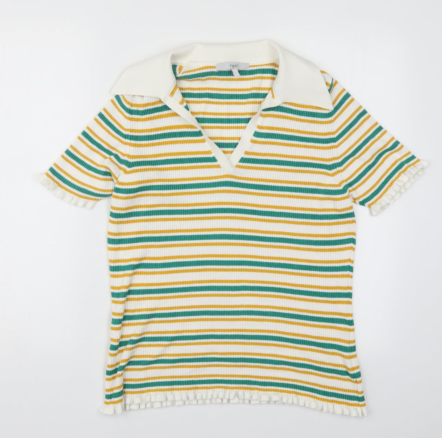NEXT Womens Green Striped Knit Pullover Jumper Size L