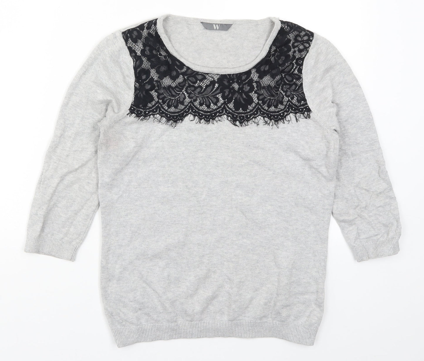 BHS Womens Grey  Lace Pullover Jumper Size 8