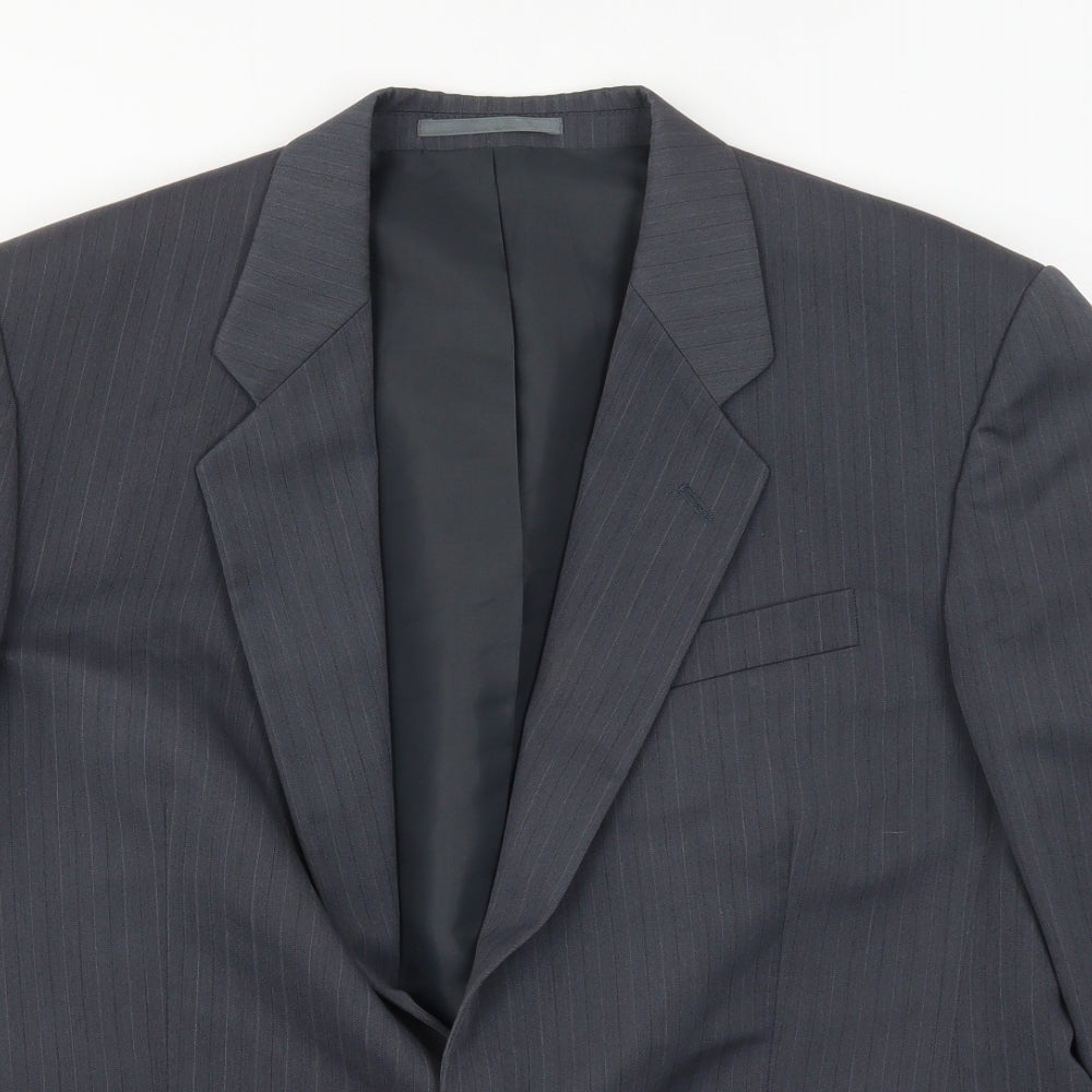 Greenwoods Mens Grey Striped  Jacket Suit Jacket Size 44
