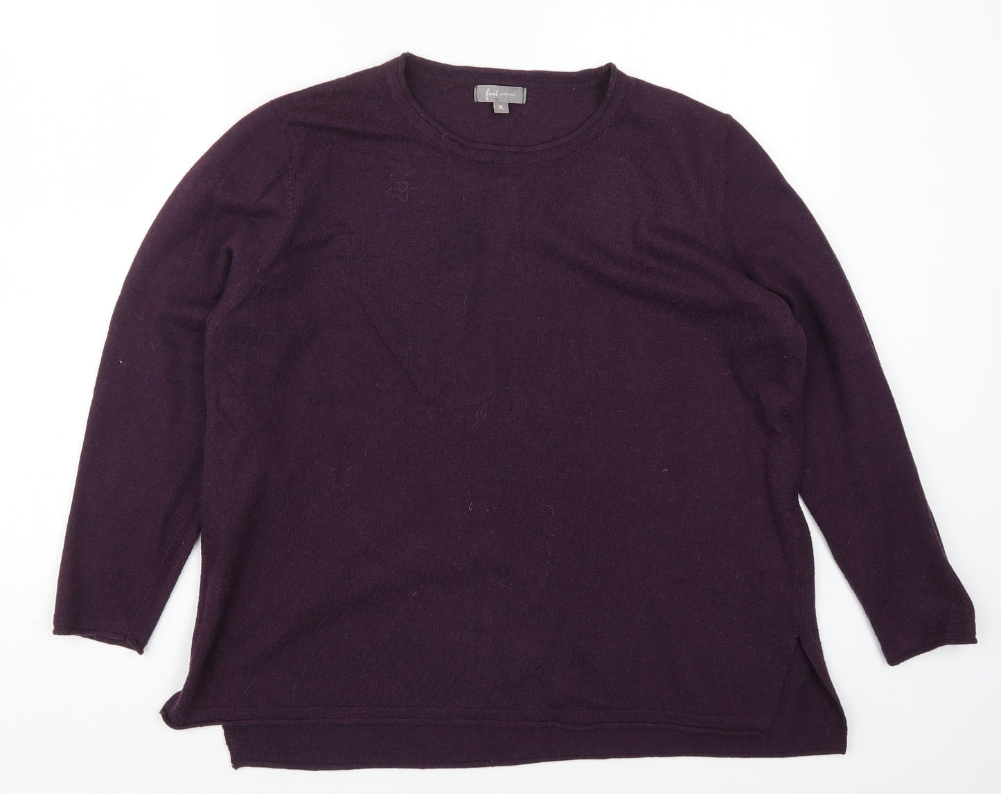 First Avenue Womens Purple  Knit Pullover Jumper Size XL