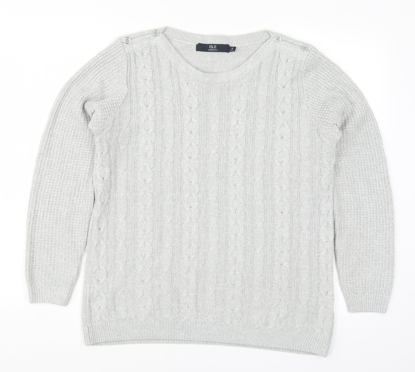 Isle Womens Grey  Knit Pullover Jumper Size 14