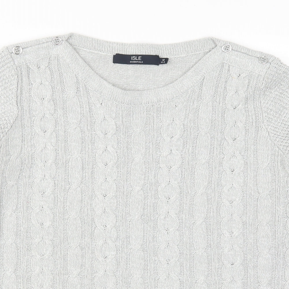 Isle Womens Grey  Knit Pullover Jumper Size 14