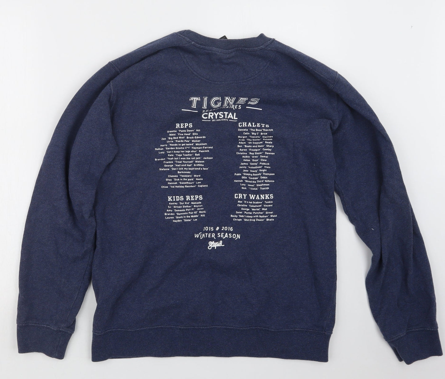 Stupid Mens Blue   Pullover Jumper Size M