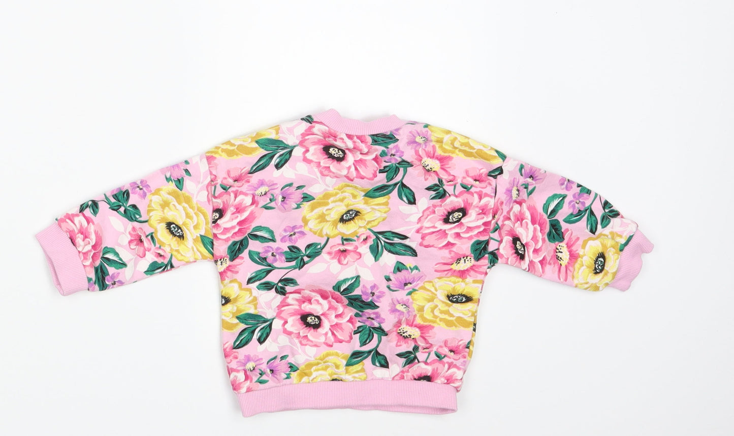 Nutmeg Girls Pink Floral  Pullover Jumper Size 0-3 Months