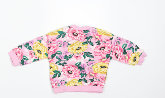 Nutmeg Girls Pink Floral  Pullover Jumper Size 0-3 Months