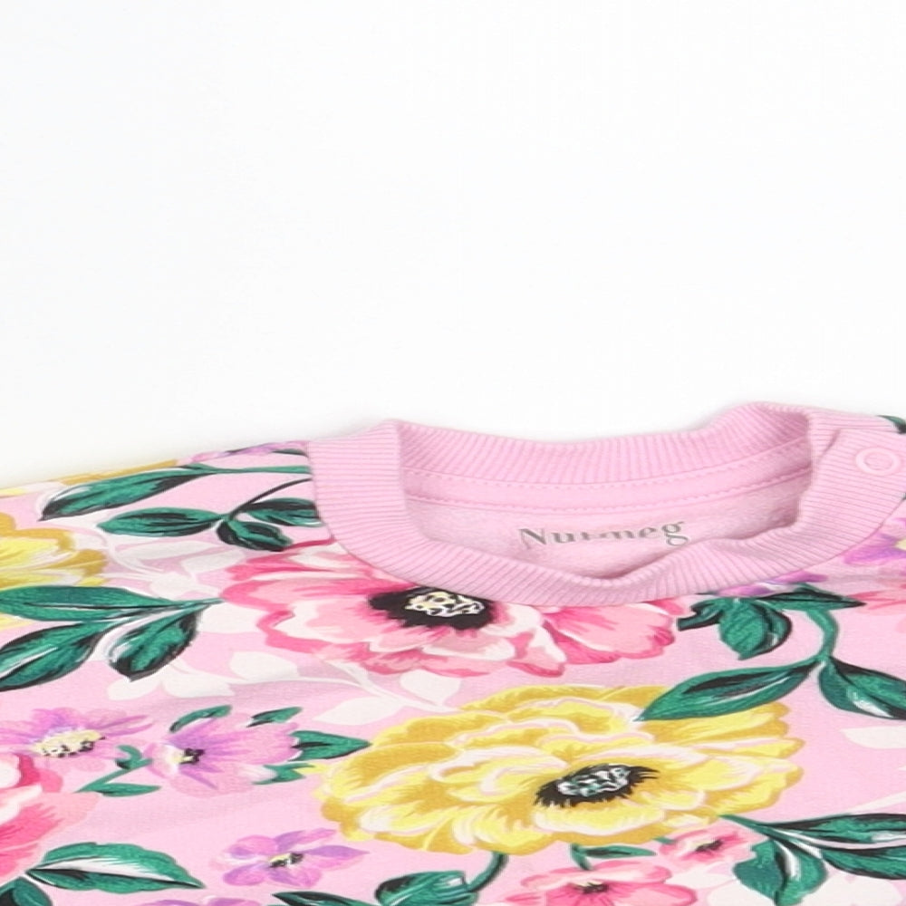 Nutmeg Girls Pink Floral  Pullover Jumper Size 0-3 Months