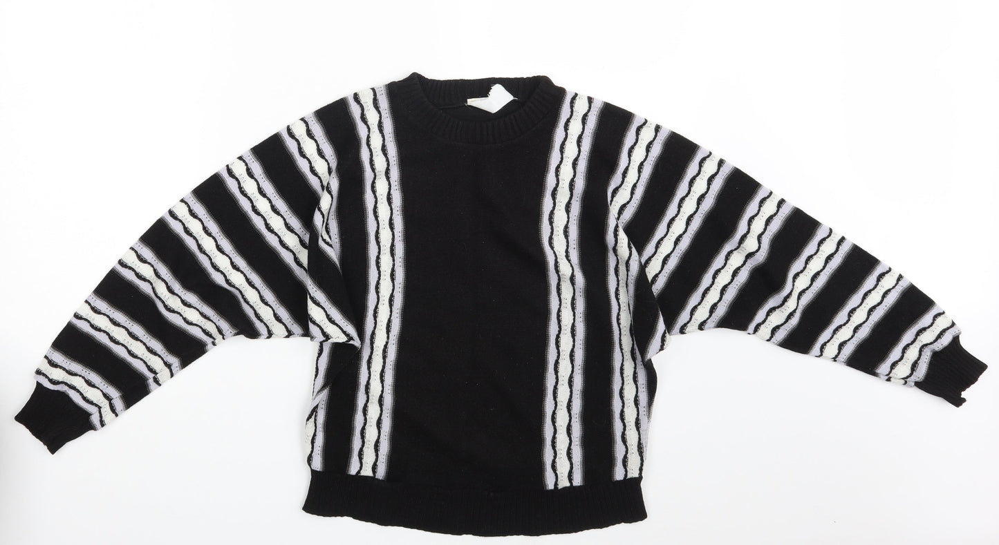 Preworn Womens Black Striped  Pullover Jumper Size 10