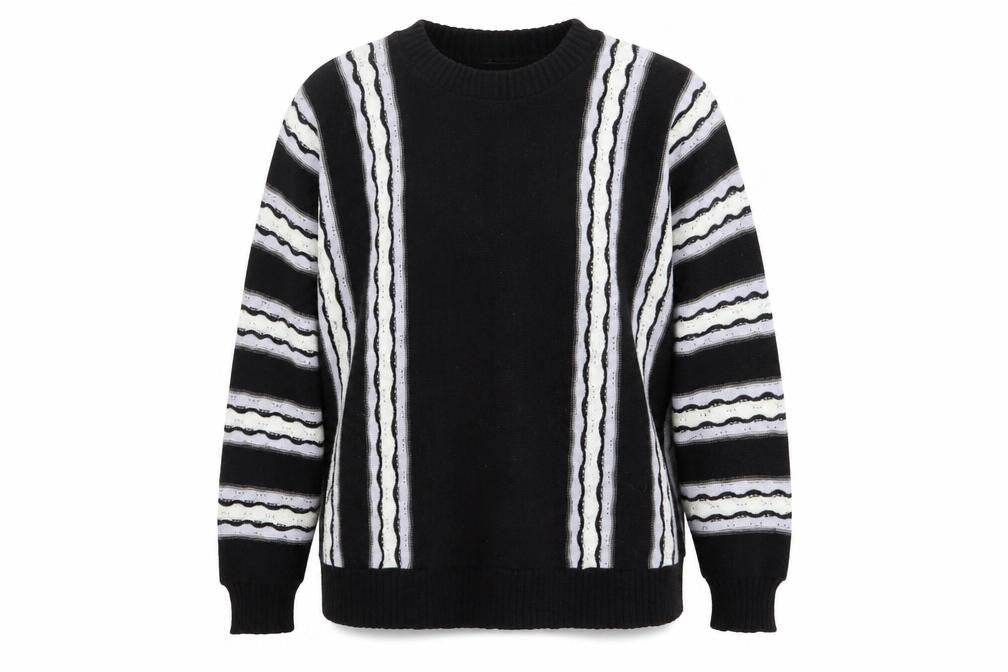 Preworn Womens Black Striped  Pullover Jumper Size 10