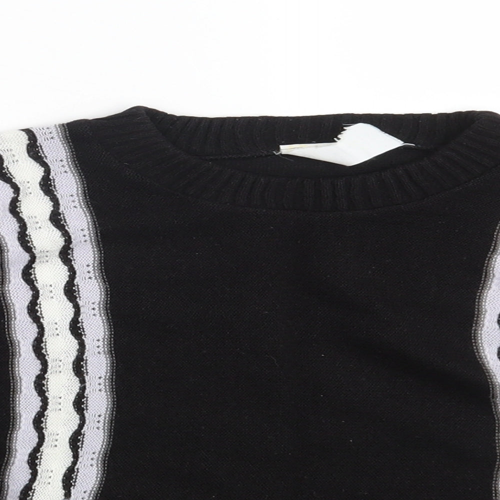 Preworn Womens Black Striped  Pullover Jumper Size 10