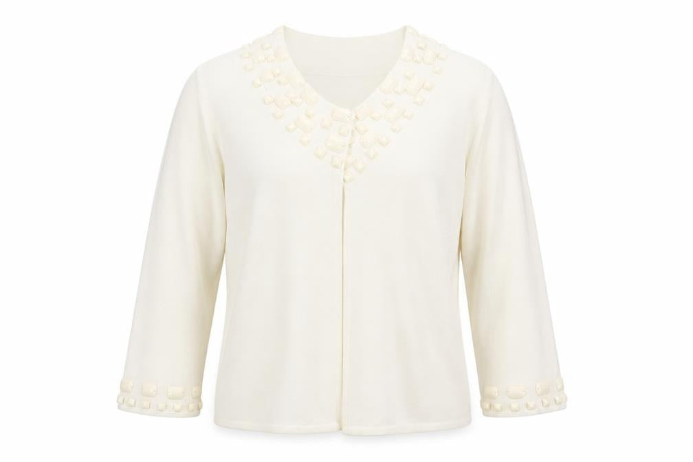 Front view of Principles women’s ivory cardigan jumper, size UK 12