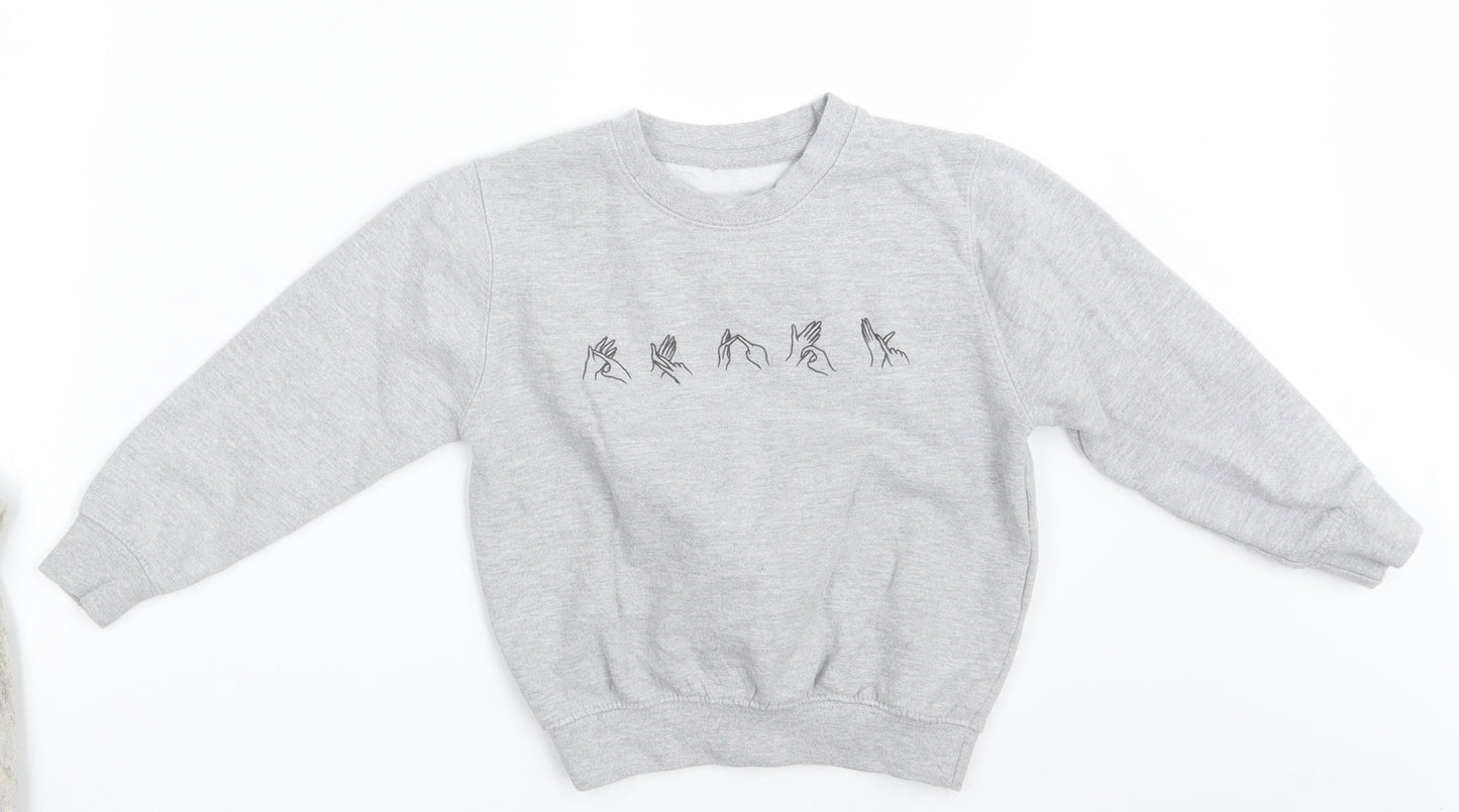 Preworn Boys Grey   Pullover Jumper One Size  - DEAF IDENTITY