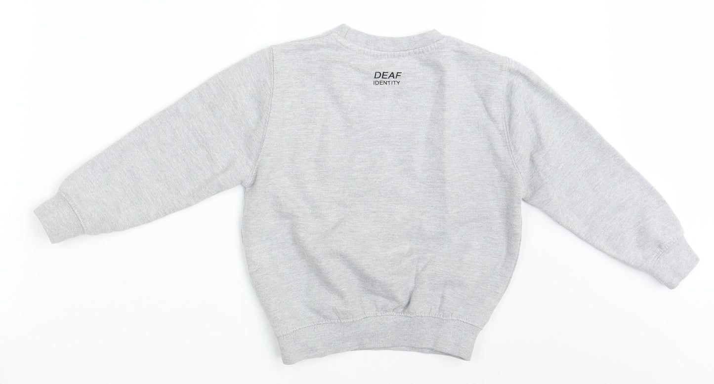 Preworn Boys Grey   Pullover Jumper One Size  - DEAF IDENTITY