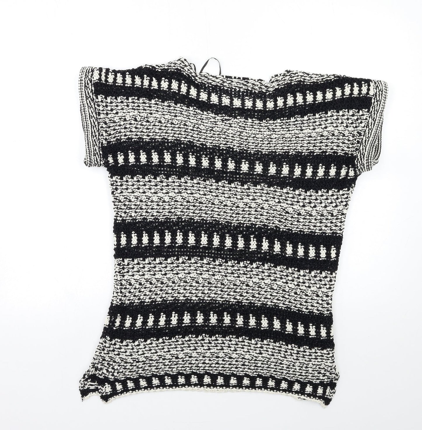 F&F Womens Black Striped Knit Pullover Jumper Size 14