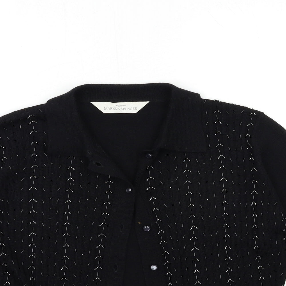 Marks and Spencer Womens Black  Knit Cape Jumper Size 14