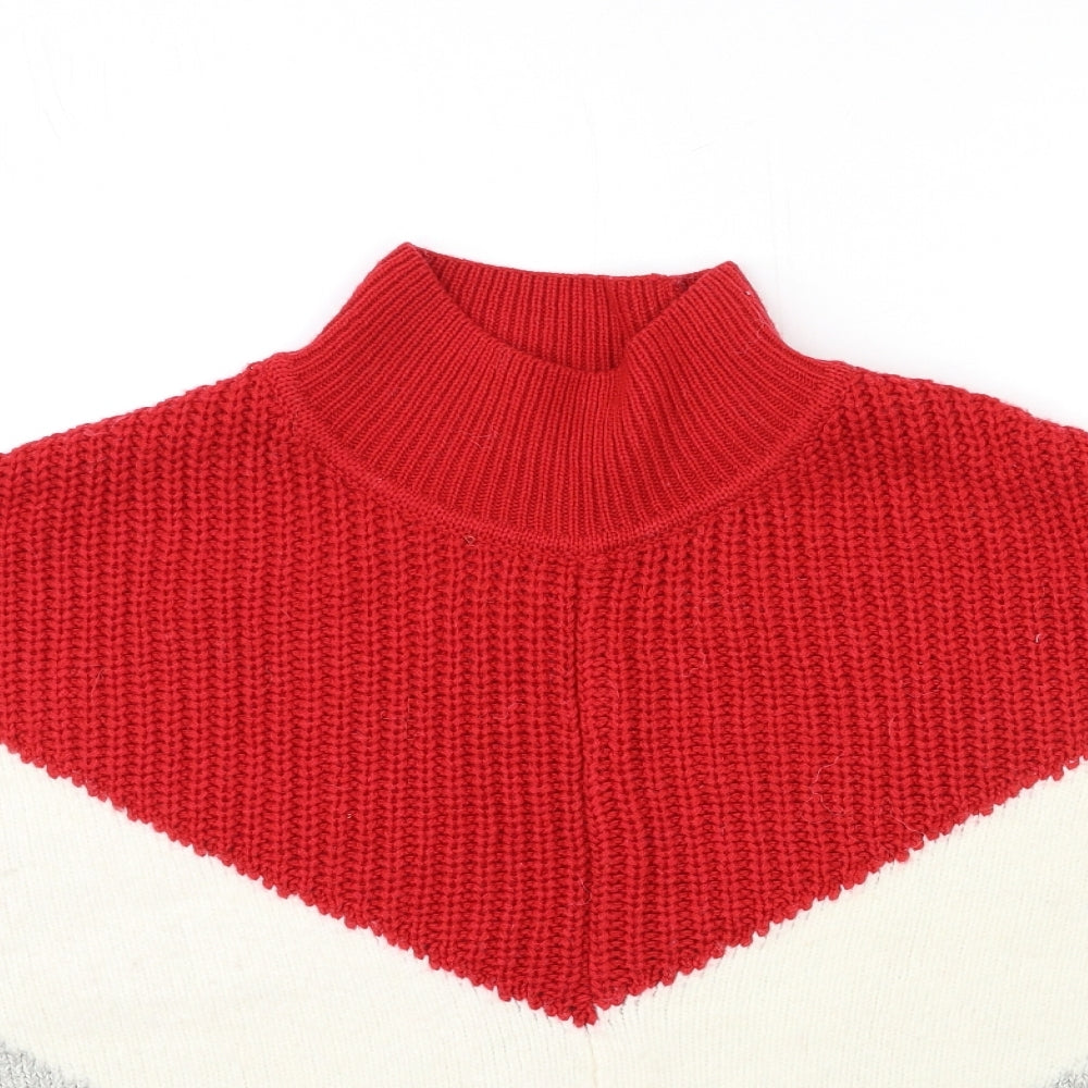 Marks and Spencer Womens Red Striped Knit Pullover Jumper Size M
